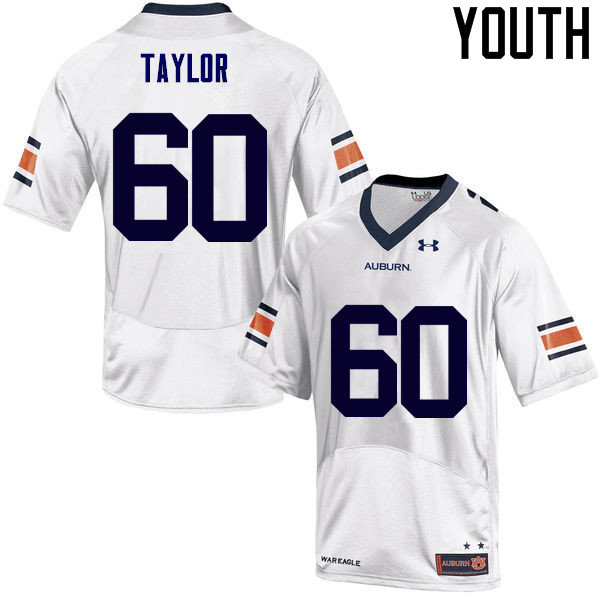 Youth Auburn Tigers #60 Bill Taylor White College Stitched Football Jersey